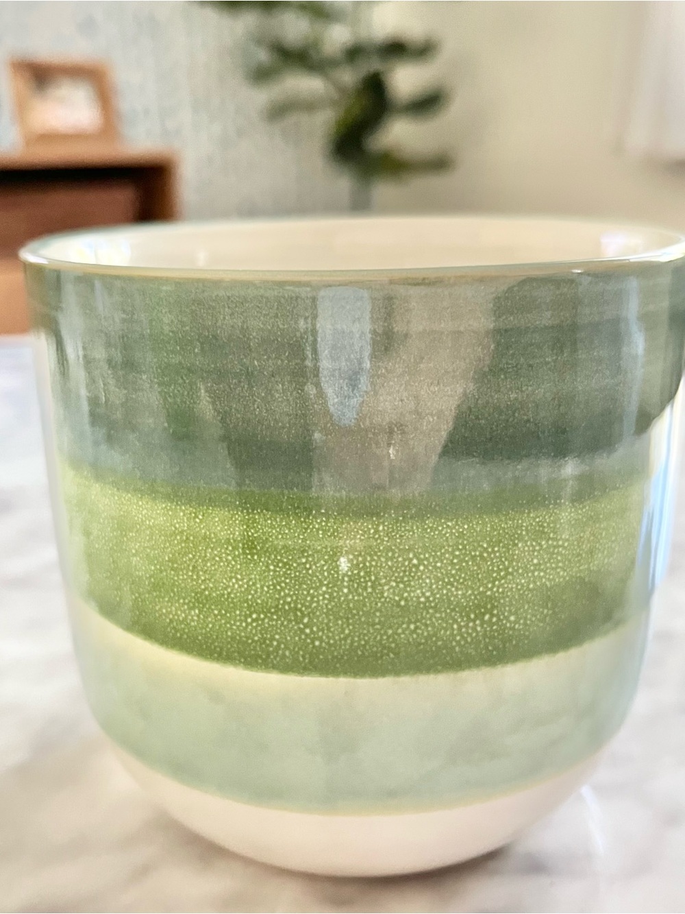 Ceramic Green Stripe Planter